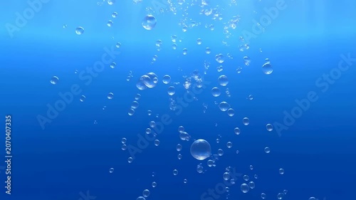 Bubbles rising through clear blue water, creating a serene underwater atmosphere. Ideal for relaxation and aquatic themes