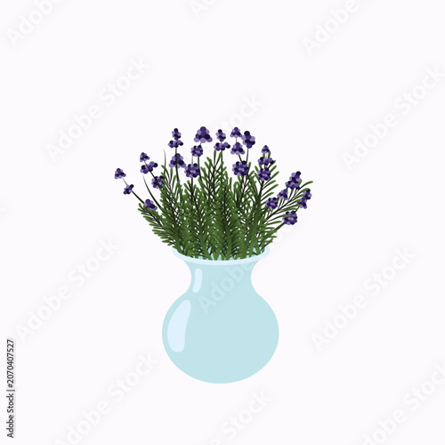 Lavander flowers in a vase vector illustration.	
