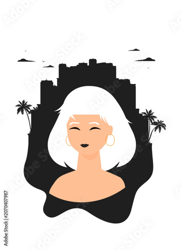 Young woman. Vector flat style cartoon illustration