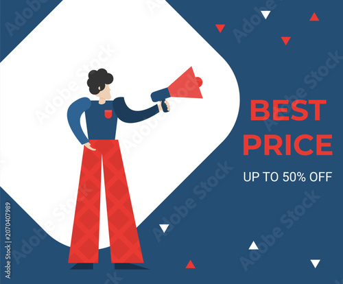 Online shopping salesman flat vector image