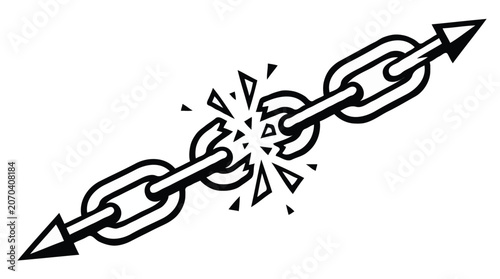 Broken chain vector illustration symbol of freedom and liberation.