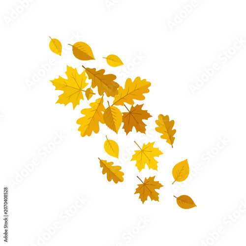 Fényképezés Autumn leaves drift across the white canvas, vibrant and serene