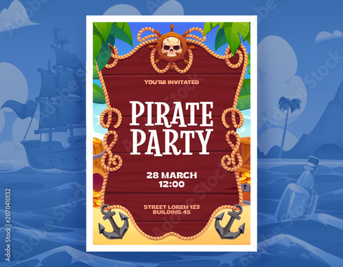 Photos Cartoon caribbean pirates and corsair party flyer