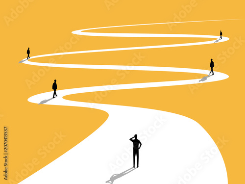 Foto businessman who lags behind others or competitors.