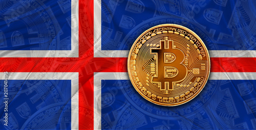 Fotografie Investors in Blockchain Technology with Iceland flag background