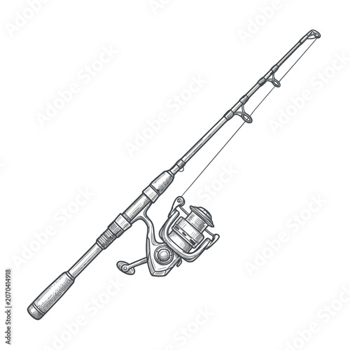 Photos A classic fishing rod rests beside a spinning reel on display