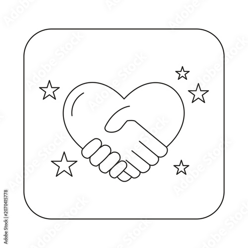 Cooperation heart handshake doodle classroom behavior element vector