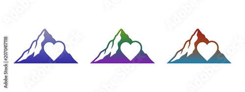 Photography Colorful mountain icons with a heart shape