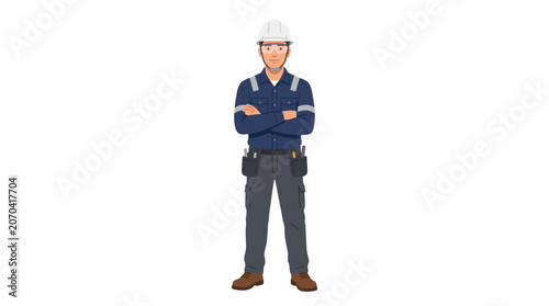 Man wearing hard hat and uniform.