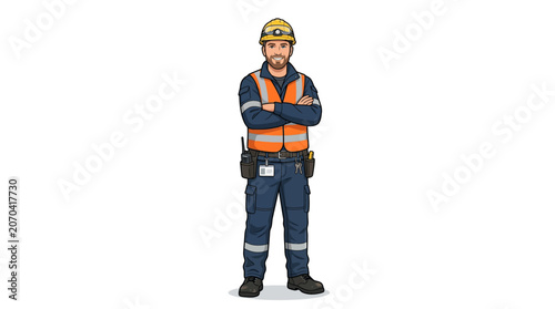 Man wearing safety gear and uniform.