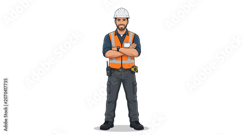 Man wearing safety gear and vest.