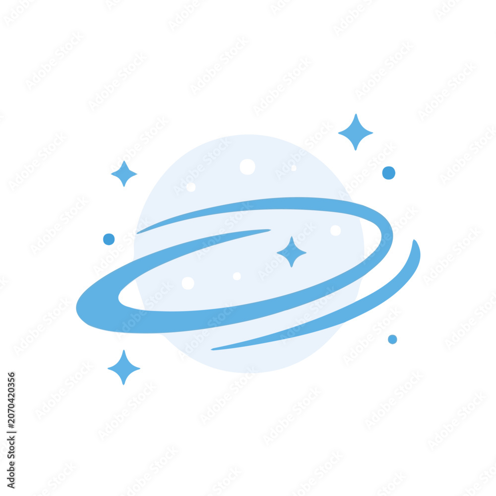 Naklejka premium Milky Way in a clean 2D flat vector icon style, minimal and simple, set on a plain white background.