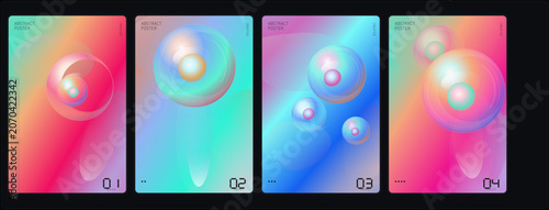 Gradient bubble icons, colorful backgrounds, 4 vector graphics, abstract designs, modern elements