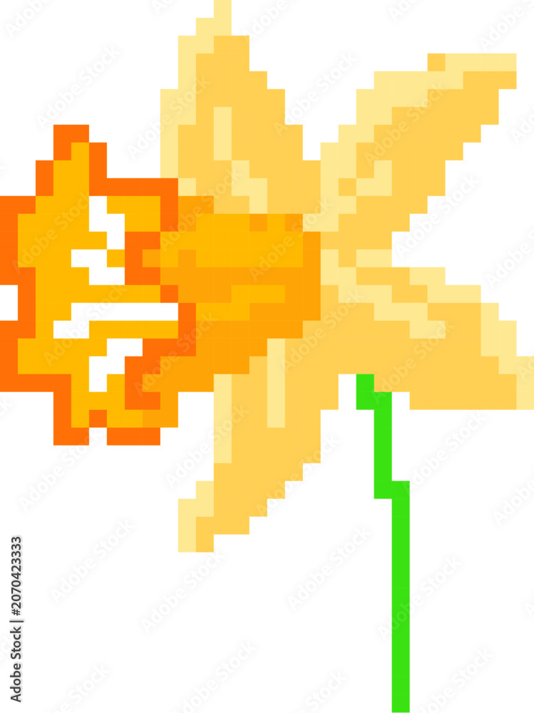 Fototapeta premium Daffodil Side View Pixel Art