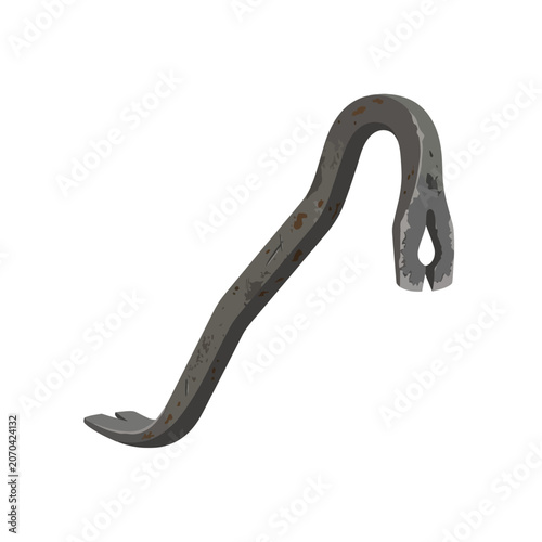 Tableau sur toile A rusty metal crowbar is isolated on a white background
