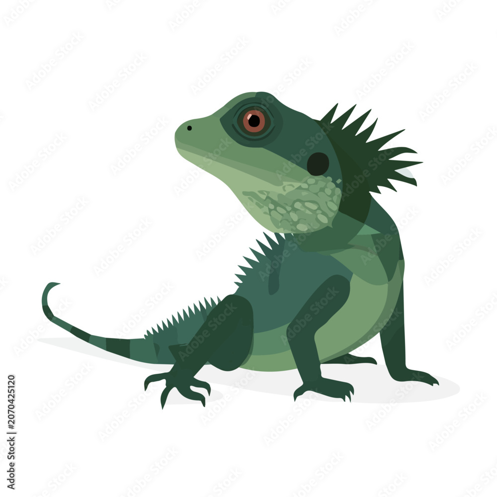 Fototapeta premium Basilisk, modern 2D flat vector illustration in icon style, isolated on pure white background.