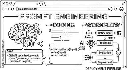 Canvas Print Prompt Engineering Process Diagram Illustrating AI Coding and Workflow Development Pipeline