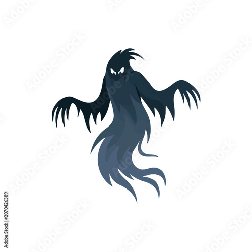 Фотография Simple flat 2D vector graphic of Banshee, modern icon look, displayed on a pure white background