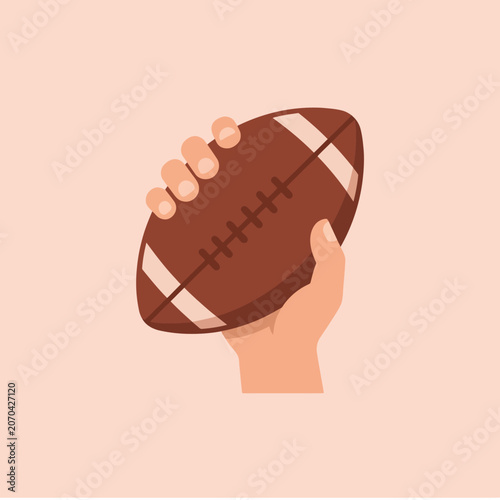 Bilde på lerret A stylized hand grips a football in a warm peach scene