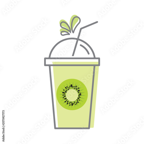 Fresh tropical Kiwi juice in glass, whole kiwi fruit and pieces. Diet vitamin juice or smoothie. Exotic cocktail for healthy dieting.
