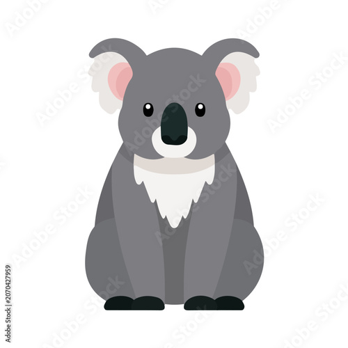 Photography Modern flat 2D vector illustration of Koala, clean and minimal design, isolated on white background