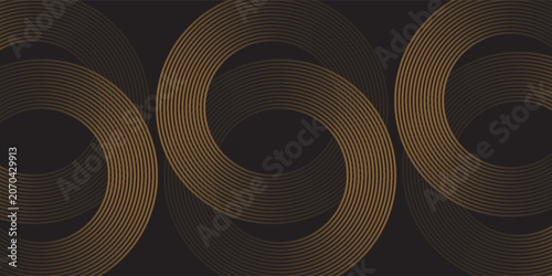 3D brown lines techno abstract background layer on dark blank space with circles shapes effect for backdrop, wallpaper. Modern cincept. Vector Illustration.