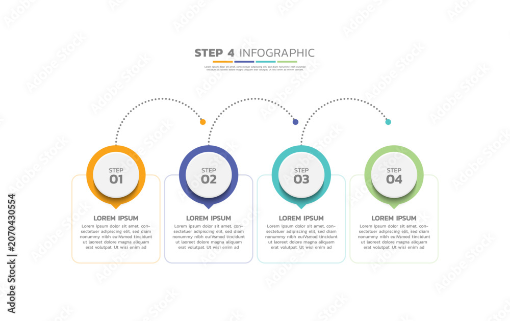 Fototapeta premium Presentation business abstract background infographic template colorful step 4