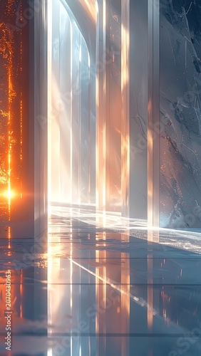 Shiny metallic surface with light reflections.