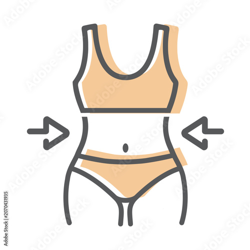 Waist woman linear sign isolated on white background.