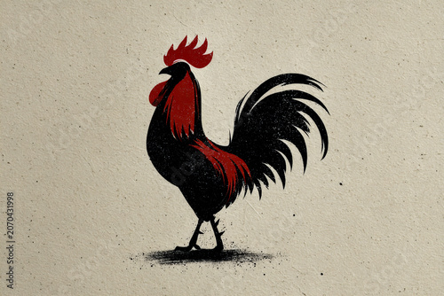Vintage Style Rooster Silhouette on Textured Light