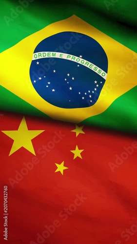 Brazil and China flag vertical