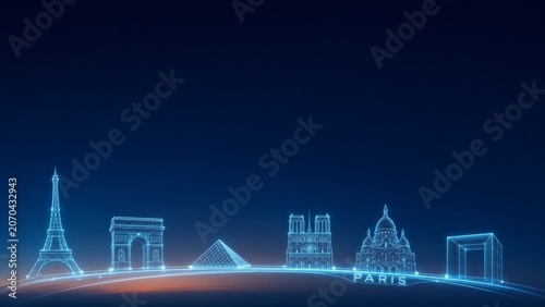 Technology Style Background of City Skyline at night