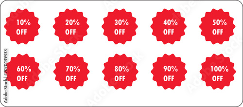Vector set of retail sale tags, discount percentage badges, and promotional offer labels