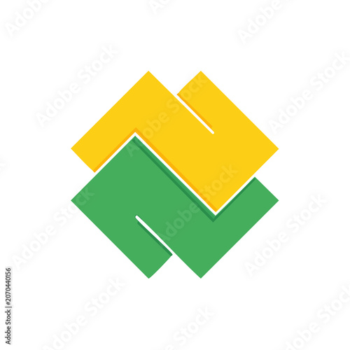 Abstract geometric letter logo in yellow and green