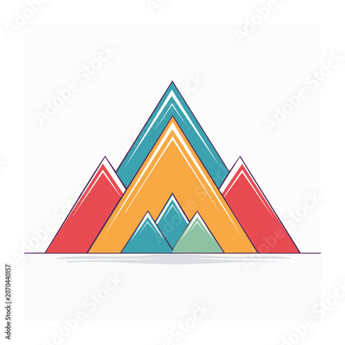 Abstract geometric mountain range with colorful peaks