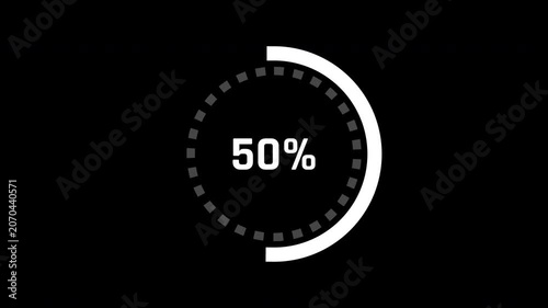 Circular Loading Progress Indicator Animation with Percentage Display Alpha Channel