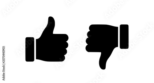 Quadro em tela Thumbs up and thumbs down icons approval and disapproval gestures
