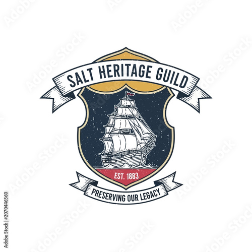 Canvastavla Salt heritage guild emblem with vintage sailing ship.