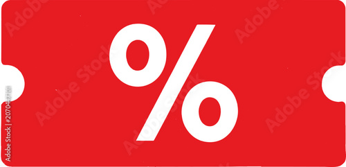  Red Discount Coupon Ticket with White Percentage Symbol - Sale Voucher Design
