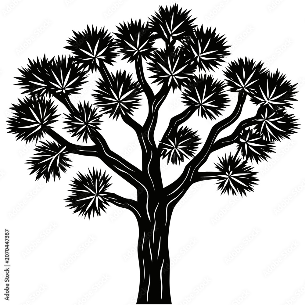 Obraz premium Joshua Tree Silhouette Vector Icon Isolated on White Background