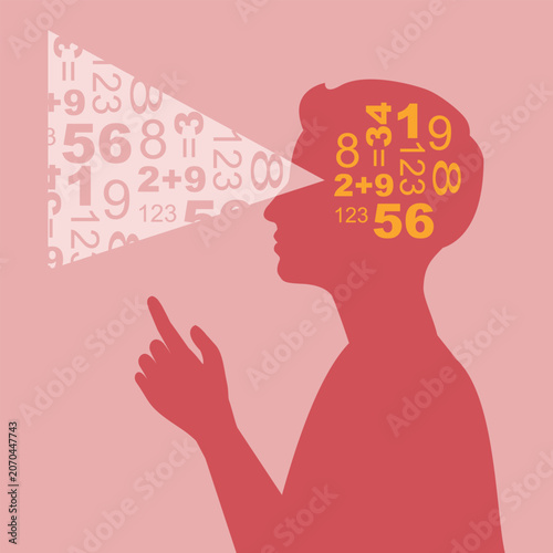 Hyperfocus, special interest and mathematical skills concept.