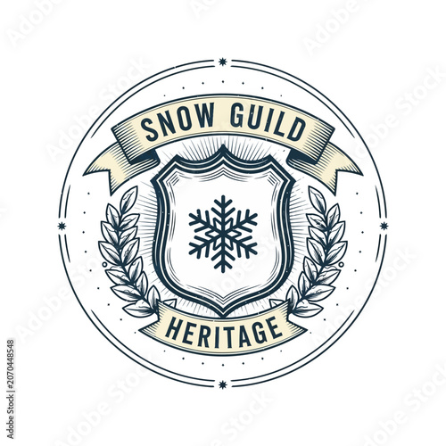 Φωτογραφία Snow guild heritage emblem featuring snowflake and shield.