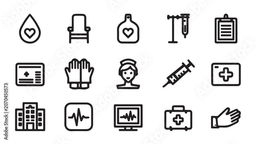 Black and White Vector Icons of Mobile Phones on White Background