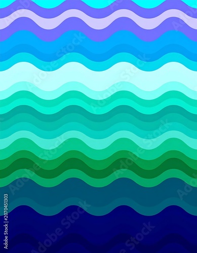 Colorful Layered Wavy Pattern Flowing in Abstract Blue Green Background