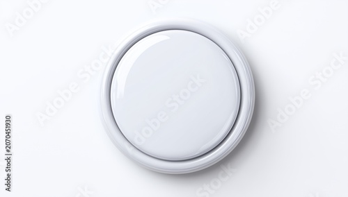 White round button with shadow on white background