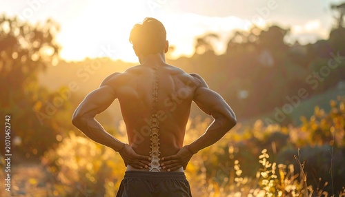 Person Standing Outdoors During Sunset with Hands on Hips.