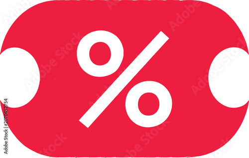 Red Discount Coupon Ticket with White Percentage Symbol - Sale Voucher Design
