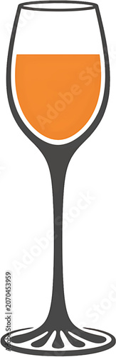  Wine Glass with Orange Liquid - Beverage Icon Illustration
