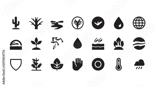 Eco Friendly Planet and Climate Change Icon Pack EPS