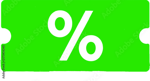  Green Discount Coupon Ticket with Percentage Symbol - Sale Voucher Design